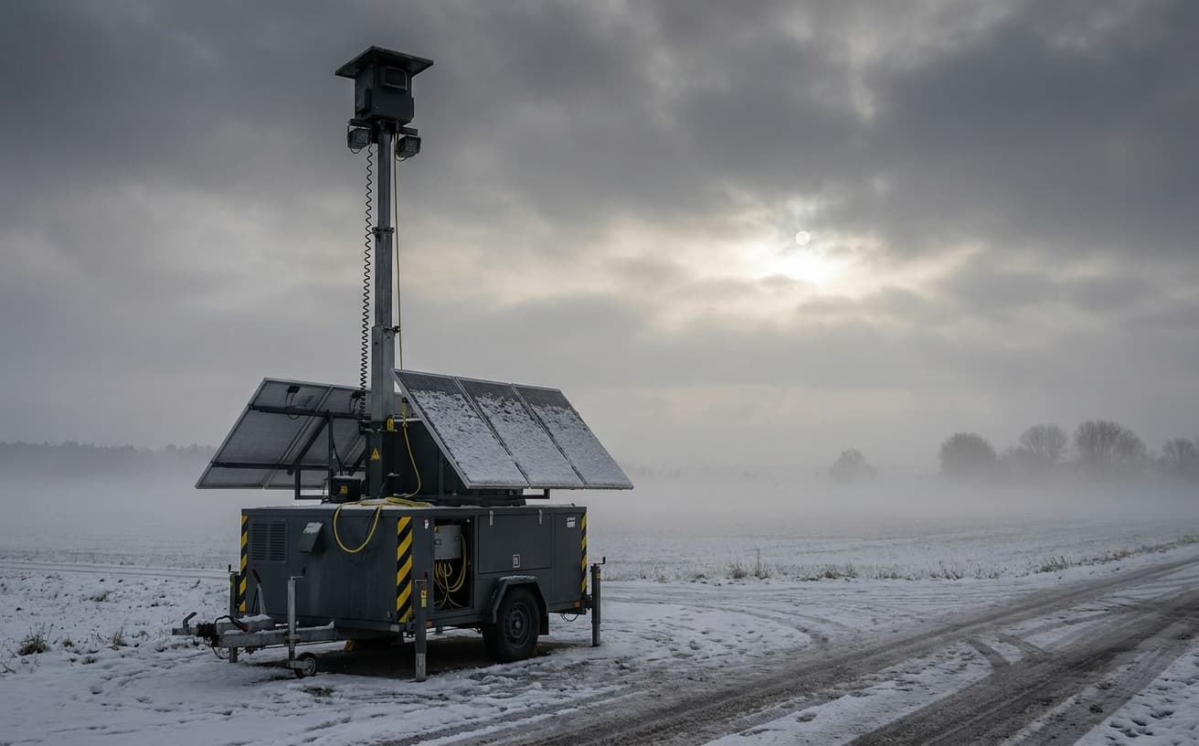 Solarpaneele auf Videotürmen: die Winter-Marketinglüge